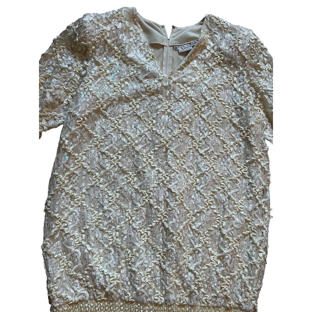 Vintage Siasia New York Champagne Gold Dress 1980s - Picture 2 of 7